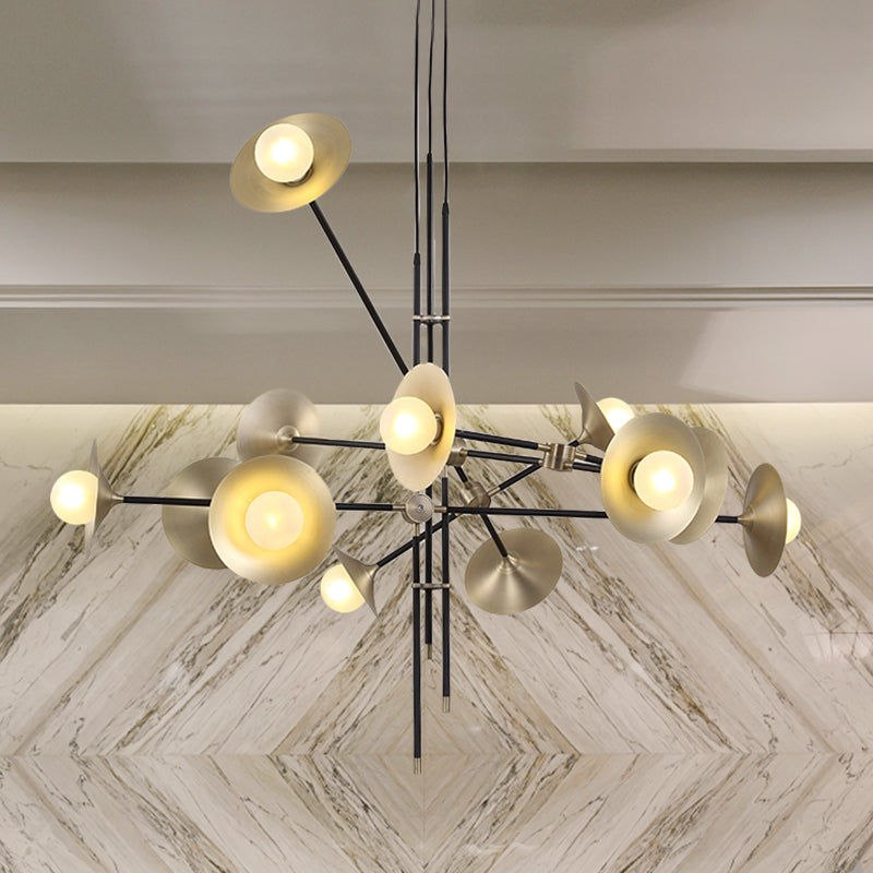 Brass Flared Shade Hanging Chandelier Contemporary 3/6/12 Lights Metal Suspension Lamp Clearhalo 'Ceiling Lights' 'Chandeliers' 'Modern Chandeliers' 'Modern' Lighting' 768998