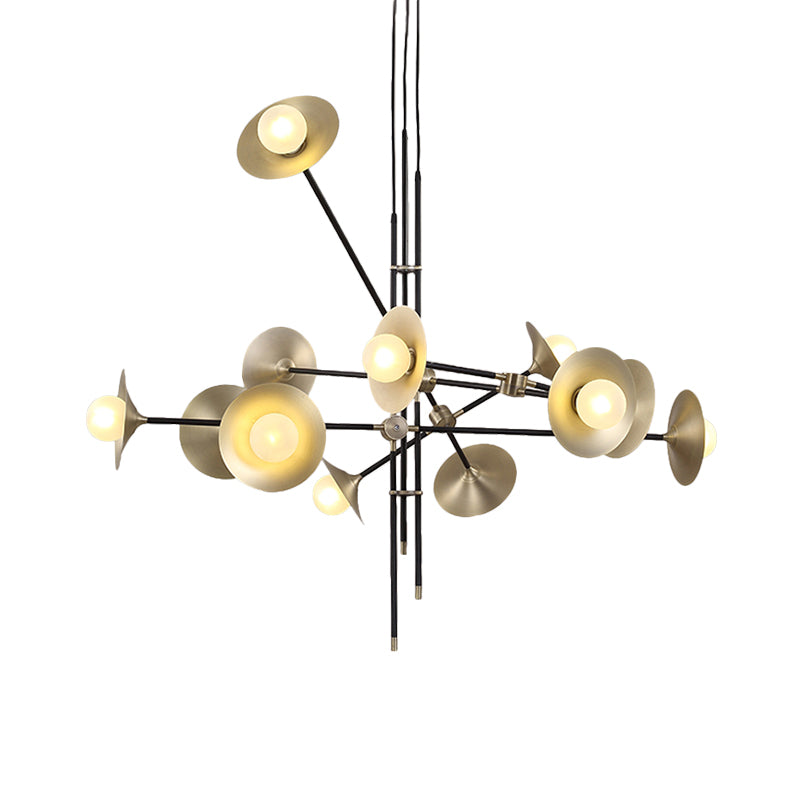 Brass Flared Shade Hanging Chandelier Contemporary 3/6/12 Lights Metal Suspension Lamp Clearhalo 'Ceiling Lights' 'Chandeliers' 'Modern Chandeliers' 'Modern' Lighting' 768999