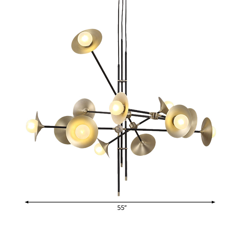 Brass Flared Shade Hanging Chandelier Contemporary 3/6/12 Lights Metal Suspension Lamp Clearhalo 'Ceiling Lights' 'Chandeliers' 'Modern Chandeliers' 'Modern' Lighting' 769000