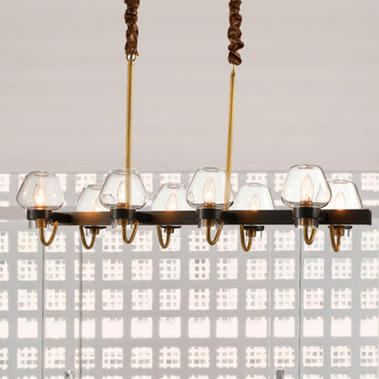 Modernist Dome Island Chandelier Clear Glass 8/10 Lights Hanging Ceiling Lamp in Black 8 Black Clearhalo 'Ceiling Lights' 'Glass shade' 'Glass' 'Island Lights' Lighting' 769019