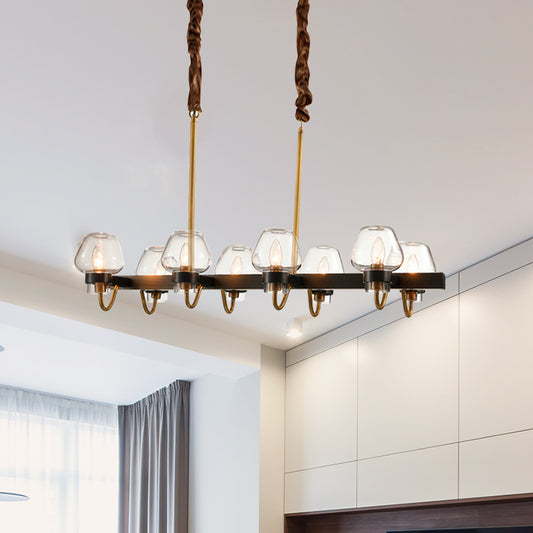 Modernist Dome Island Chandelier Clear Glass 8/10 Lights Hanging Ceiling Lamp in Black Clearhalo 'Ceiling Lights' 'Glass shade' 'Glass' 'Island Lights' Lighting' 769020