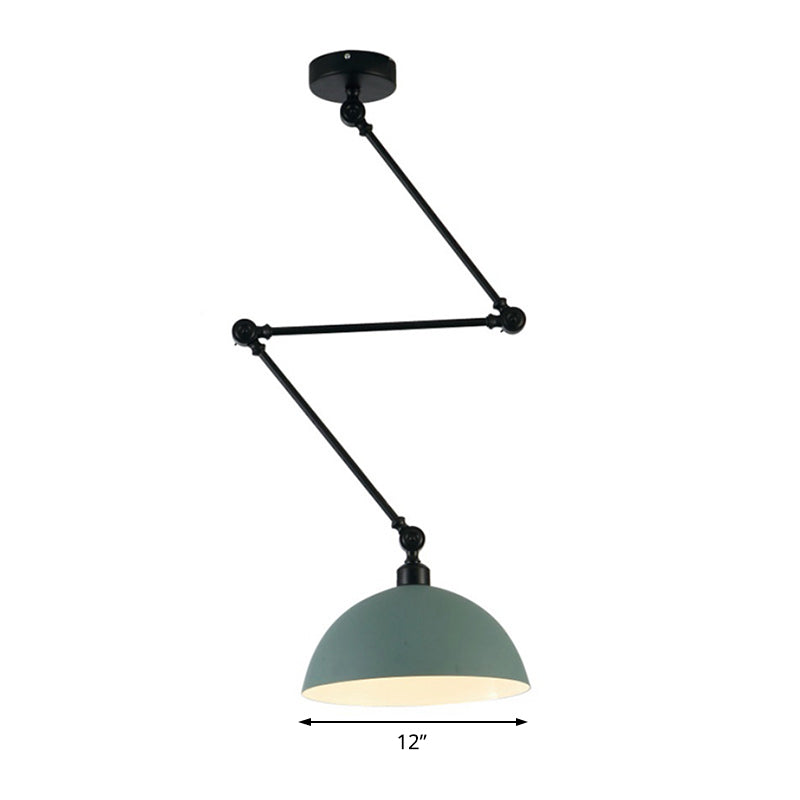 Domed Kitchen Pendant Lamp Industrial Style Metal 1 Light Green/Yellow Suspension Lamp with Extendable Arm Clearhalo 'Ceiling Lights' 'Modern Pendants' 'Modern' 'Pendant Lights' 'Pendants' Lighting' 76907