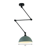 Domed Kitchen Pendant Lamp Industrial Style Metal 1 Light Green/Yellow Suspension Lamp with Extendable Arm Clearhalo 'Ceiling Lights' 'Modern Pendants' 'Modern' 'Pendant Lights' 'Pendants' Lighting' 76907