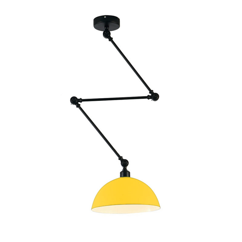 Domed Kitchen Pendant Lamp Industrial Style Metal 1 Light Green/Yellow Suspension Lamp with Extendable Arm Clearhalo 'Ceiling Lights' 'Modern Pendants' 'Modern' 'Pendant Lights' 'Pendants' Lighting' 76909