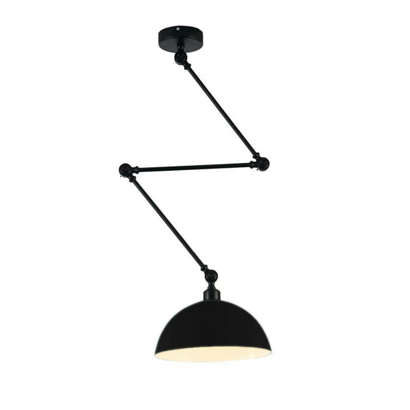 Domed Kitchen Pendant Lamp Industrial Style Metal 1 Light Green/Yellow Suspension Lamp with Extendable Arm Clearhalo 'Ceiling Lights' 'Modern Pendants' 'Modern' 'Pendant Lights' 'Pendants' Lighting' 76911