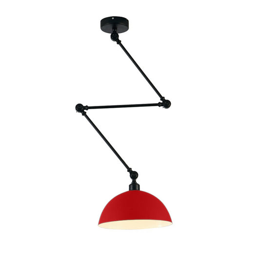 Domed Kitchen Pendant Lamp Industrial Style Metal 1 Light Green/Yellow Suspension Lamp with Extendable Arm Clearhalo 'Ceiling Lights' 'Modern Pendants' 'Modern' 'Pendant Lights' 'Pendants' Lighting' 76913
