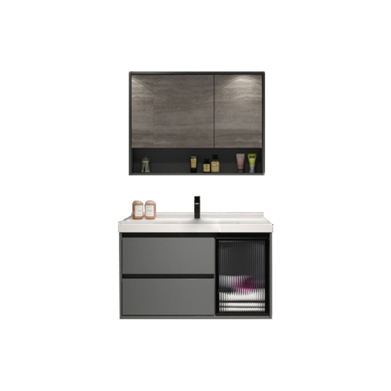 Modern Metal Grey Wall Mount Bathroom Sink Vanity with Mirror Vanity & Faucet & Mirror Cabinet https: res.litfad.com site img item 2023 03 06 7692277 1200x1200.jpg Clearhalo 'Bathroom Remodel & Bathroom Fixtures' 'Bathroom Vanities' 'bathroom_vanities' 'Home Improvement' 'home_improvement' 'home_improvement_bathroom_vanities' 7692277