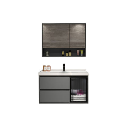 Modern Metal Grey Wall Mount Bathroom Sink Vanity with Mirror Vanity & Faucet & Mirror Cabinet https: res.litfad.com site img item 2023 03 06 7692277 1200x1200.jpg Clearhalo 'Bathroom Remodel & Bathroom Fixtures' 'Bathroom Vanities' 'bathroom_vanities' 'Home Improvement' 'home_improvement' 'home_improvement_bathroom_vanities' 7692277