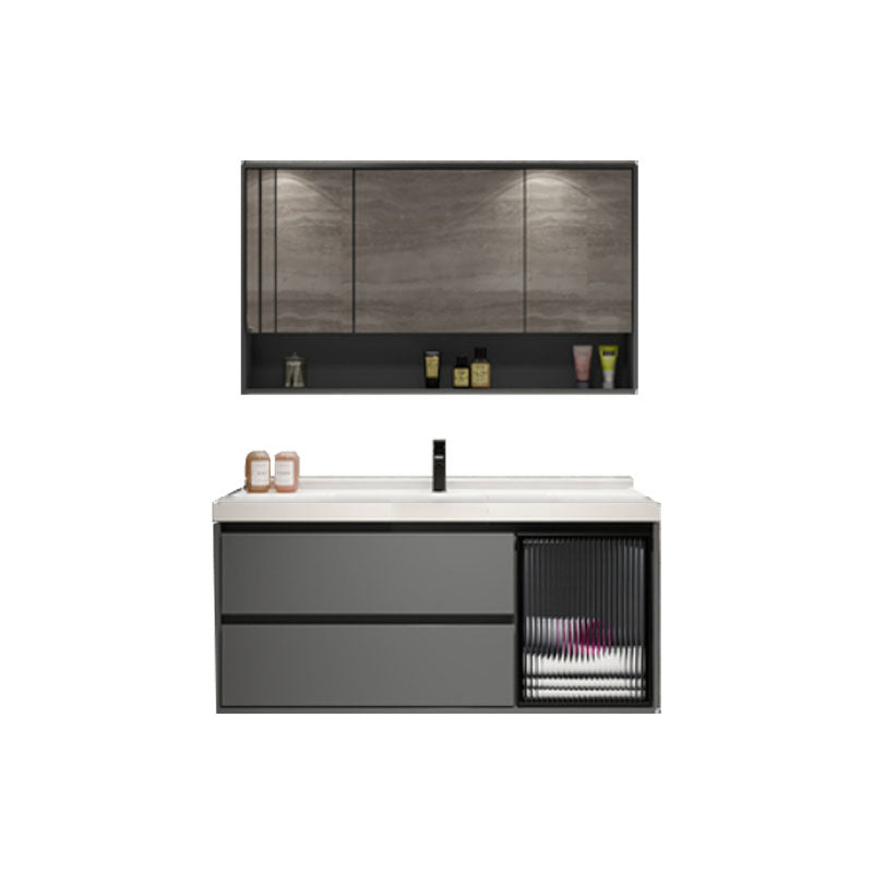 Modern Metal Grey Wall Mount Bathroom Sink Vanity with Mirror Vanity & Faucet & Mirror Cabinet https: res.litfad.com site img item 2023 03 29 7692278 1200x1200.jpg Clearhalo 'Bathroom Remodel & Bathroom Fixtures' 'Bathroom Vanities' 'bathroom_vanities' 'Home Improvement' 'home_improvement' 'home_improvement_bathroom_vanities' 7692278