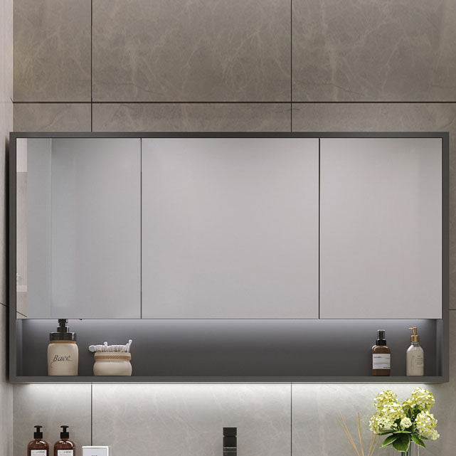 Modern Metal Grey Wall Mount Bathroom Sink Vanity with Mirror Clearhalo 'Bathroom Remodel & Bathroom Fixtures' 'Bathroom Vanities' 'bathroom_vanities' 'Home Improvement' 'home_improvement' 'home_improvement_bathroom_vanities' 7692286