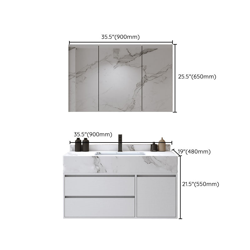 Wall Mount Bathroom Vanity Set Wood Modern Sink Vanity with Mirror Clearhalo 'Bathroom Remodel & Bathroom Fixtures' 'Bathroom Vanities' 'bathroom_vanities' 'Home Improvement' 'home_improvement' 'home_improvement_bathroom_vanities' 7692314