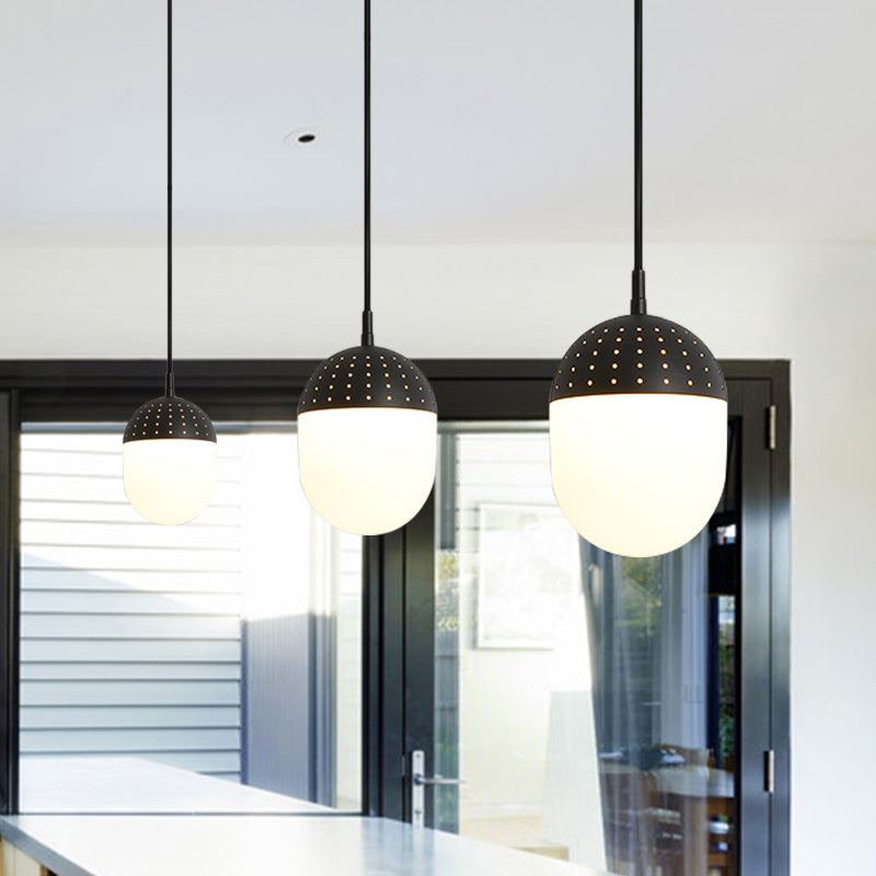 Globe/Ellipse Suspension Light with Opal White Glass Shade Metal Nordic 1 Light Black/White/Pink Hanging Pendant Light for Bedroom Clearhalo 'Ceiling Lights' 'Modern Pendants' 'Modern' 'Pendant Lights' 'Pendants' Lighting' 769240