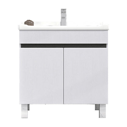 Modern Single Sink Vanity Set Rectangle Ceramic Top Bathroom Vanity Vanity & Faucet 24"L x 19"W x 32"H White