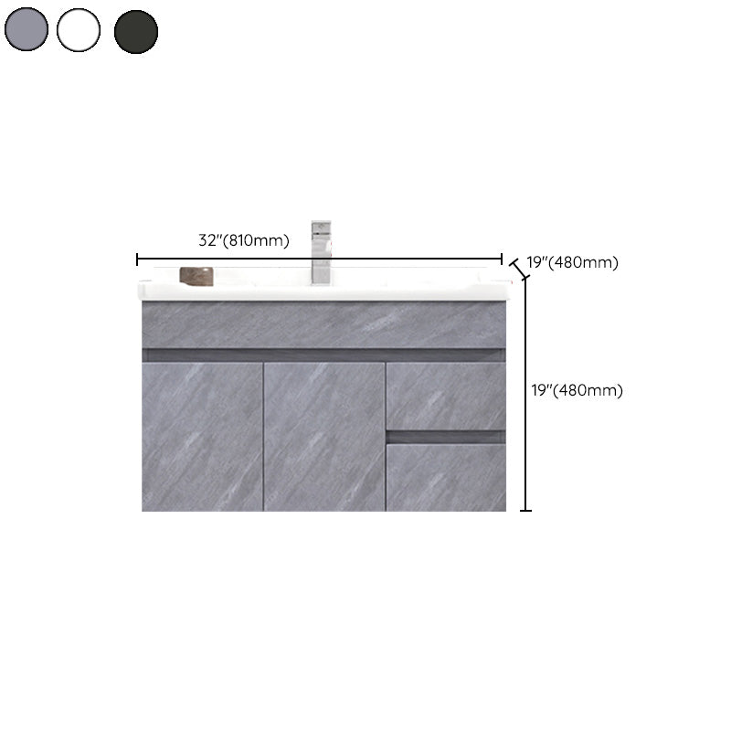 Modern Single Sink Vanity Set Rectangle Ceramic Top Bathroom Vanity Clearhalo 'Bathroom Remodel & Bathroom Fixtures' 'Bathroom Vanities' 'bathroom_vanities' 'Home Improvement' 'home_improvement' 'home_improvement_bathroom_vanities' 7692601