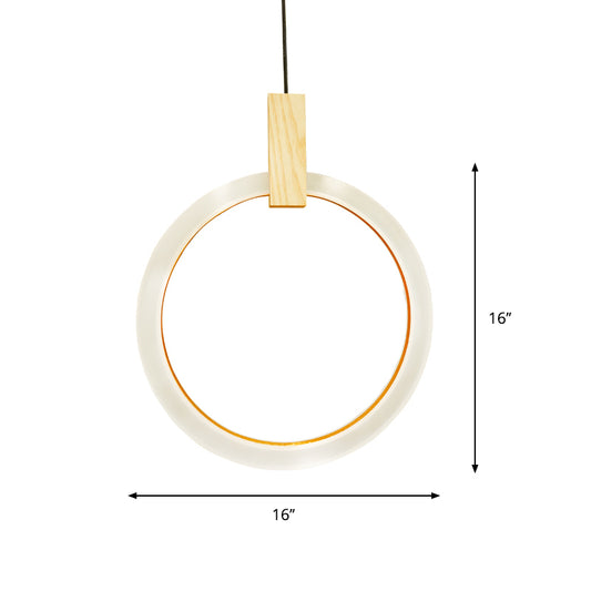 1/3-Light Bedroom Suspension Pendant with Ring Acrylic Shade White Hanging Ceiling Light, 8"/12"/16" Dia Clearhalo 'Ceiling Lights' 'Modern Pendants' 'Modern' 'Pendant Lights' 'Pendants' Lighting' 769296