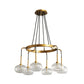 Oval Island Chandelier Lighting Post-Modern Clear Glass 6/8 Lights Gold Led Hanging Lamp with Round/Linear Canopy Clearhalo 'Ceiling Lights' 'Island Lights' Lighting' 769307