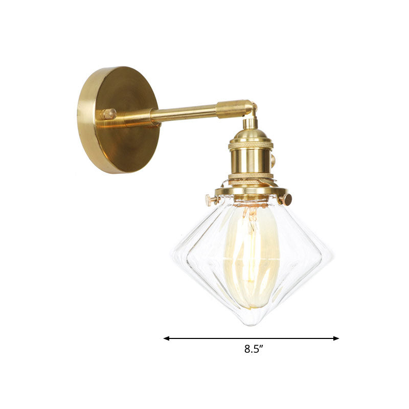 Gem Wall Light Clear Ribbed Glass 1 Light Retro Style Outdoor Sconce Light for Porch Clearhalo 'Cast Iron' 'Glass' 'Industrial wall lights' 'Industrial' 'Middle century wall lights' 'Modern' 'Tiffany' 'Traditional wall lights' 'Wall Lamps & Sconces' 'Wall Lights' Lighting' 769587