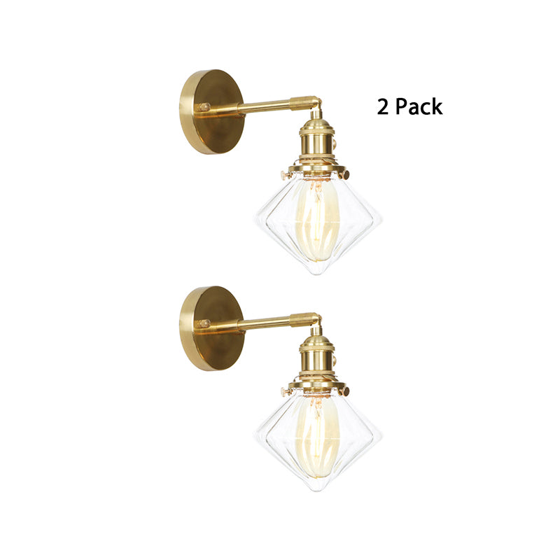 Gem Wall Light Clear Ribbed Glass 1 Light Retro Style Outdoor Sconce Light for Porch Clear 2.0 Clearhalo 'Cast Iron' 'Glass' 'Industrial wall lights' 'Industrial' 'Middle century wall lights' 'Modern' 'Tiffany' 'Traditional wall lights' 'Wall Lamps & Sconces' 'Wall Lights' Lighting' 769588