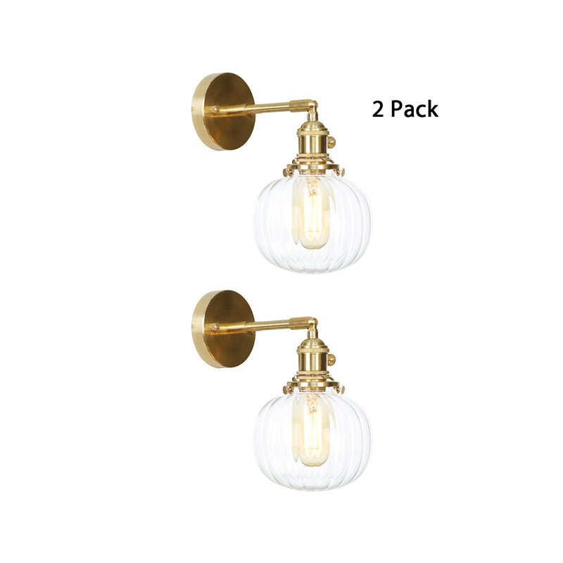 Clear Glass Globe Wall Lamp Rotatable Vintage Single Wall Sconce Light in Gold for Porch Clear 2.0 Clearhalo 'Cast Iron' 'Glass' 'Industrial wall lights' 'Industrial' 'Middle century wall lights' 'Modern' 'Tiffany' 'Traditional wall lights' 'Wall Lamps & Sconces' 'Wall Lights' Lighting' 769600