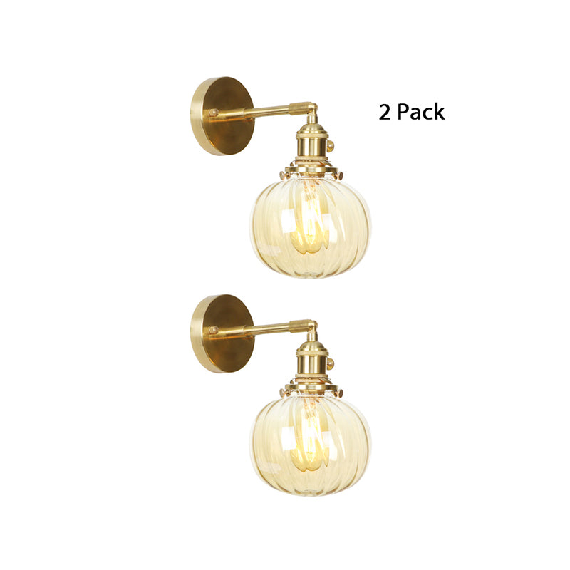 1 Light Globe Wall Lighting Amber Water Glass Rotatable Vintage Wall Lamp for Bedroom Amber 2.0 Clearhalo 'Cast Iron' 'Glass' 'Industrial wall lights' 'Industrial' 'Middle century wall lights' 'Modern' 'Tiffany' 'Traditional wall lights' 'Wall Lamps & Sconces' 'Wall Lights' Lighting' 769606
