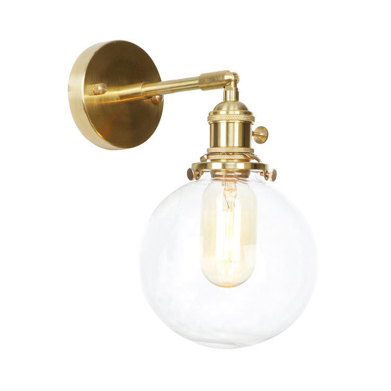Spherical Wall Sconce Light 1 Light Clear Glass Shade Industrial Wall Lamp Light for Porch Clearhalo 'Cast Iron' 'Glass' 'Industrial wall lights' 'Industrial' 'Middle century wall lights' 'Modern' 'Tiffany' 'Traditional wall lights' 'Wall Lamps & Sconces' 'Wall Lights' Lighting' 769610