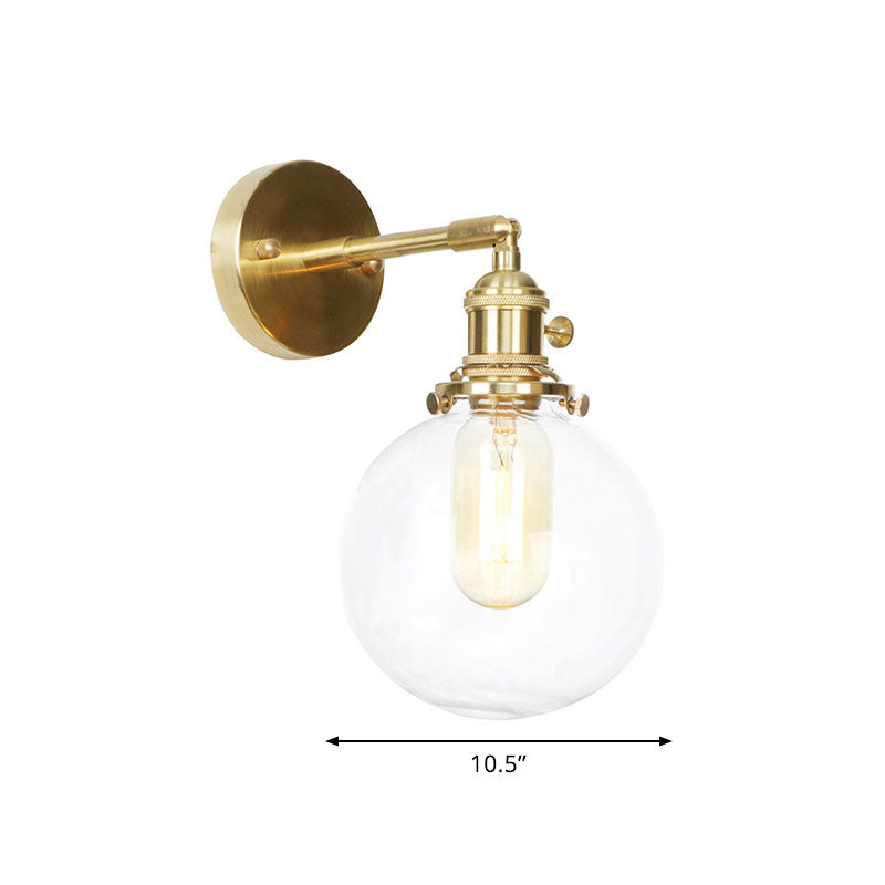 Spherical Wall Sconce Light 1 Light Clear Glass Shade Industrial Wall Lamp Light for Porch Clearhalo 'Cast Iron' 'Glass' 'Industrial wall lights' 'Industrial' 'Middle century wall lights' 'Modern' 'Tiffany' 'Traditional wall lights' 'Wall Lamps & Sconces' 'Wall Lights' Lighting' 769611