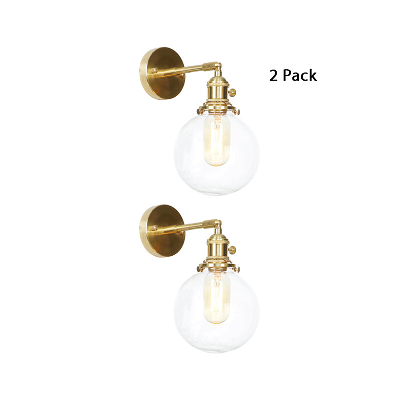 Spherical Wall Sconce Light 1 Light Clear Glass Shade Industrial Wall Lamp Light for Porch Clear 2.0 Clearhalo 'Cast Iron' 'Glass' 'Industrial wall lights' 'Industrial' 'Middle century wall lights' 'Modern' 'Tiffany' 'Traditional wall lights' 'Wall Lamps & Sconces' 'Wall Lights' Lighting' 769612