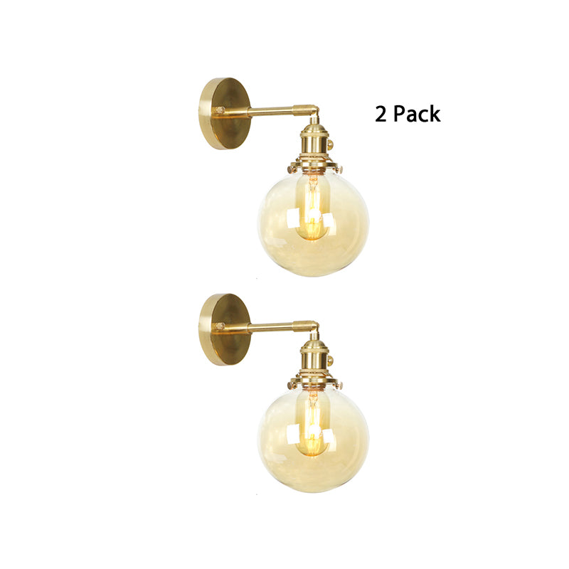 Retro Style Ball Wall Sconce Lighting Amber Glass 1 Light Wall Light Fixture Outdoor Amber 2.0 Clearhalo 'Cast Iron' 'Glass' 'Industrial wall lights' 'Industrial' 'Middle century wall lights' 'Modern' 'Tiffany' 'Traditional wall lights' 'Wall Lamps & Sconces' 'Wall Lights' Lighting' 769618