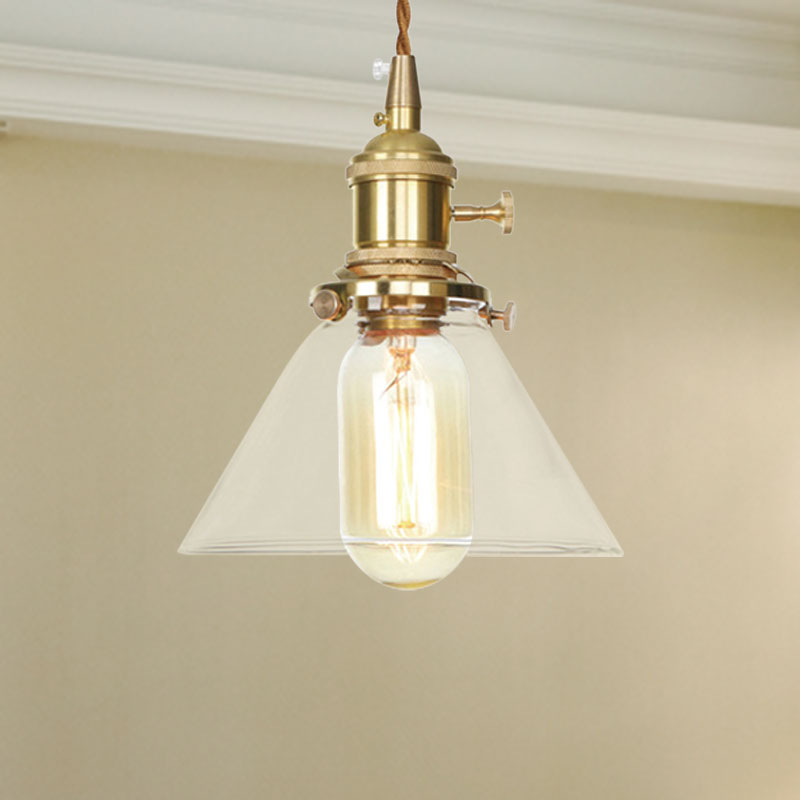 Height Adjustable Cone Pendant Lighting Clear Glass 1 Lights Hanging Light for Kitchen Clear 1 Clearhalo 'Ceiling Lights' 'Glass shade' 'Glass' 'Industrial Pendants' 'Industrial' 'Middle Century Pendants' 'Pendant Lights' 'Pendants' 'Tiffany' Lighting' 769631