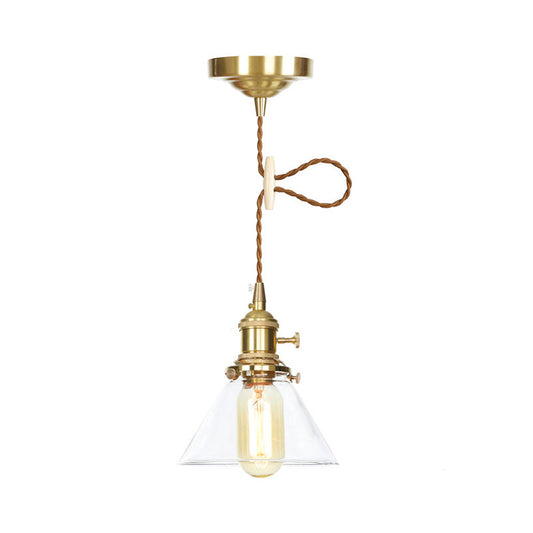 Height Adjustable Cone Pendant Lighting Clear Glass 1 Lights Hanging Light for Kitchen Clearhalo 'Ceiling Lights' 'Glass shade' 'Glass' 'Industrial Pendants' 'Industrial' 'Middle Century Pendants' 'Pendant Lights' 'Pendants' 'Tiffany' Lighting' 769634