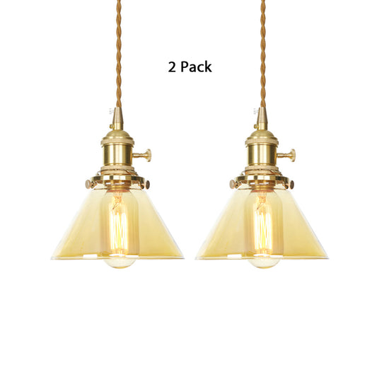 1 Light Cone Hanging Ceiling Light Amber Glass Industrial Pendant Lamp with Adjustable Cord Amber 2 Clearhalo 'Ceiling Lights' 'Glass shade' 'Glass' 'Industrial Pendants' 'Industrial' 'Middle Century Pendants' 'Pendant Lights' 'Pendants' 'Tiffany' Lighting' 769642