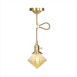 Vintage Gem Hanging Light Amber Ribbed Glass Adjustable Single Light Ceiling Hanging Light Clearhalo 'Ceiling Lights' 'Glass shade' 'Glass' 'Industrial Pendants' 'Industrial' 'Middle Century Pendants' 'Pendant Lights' 'Pendants' 'Tiffany' Lighting' 769652