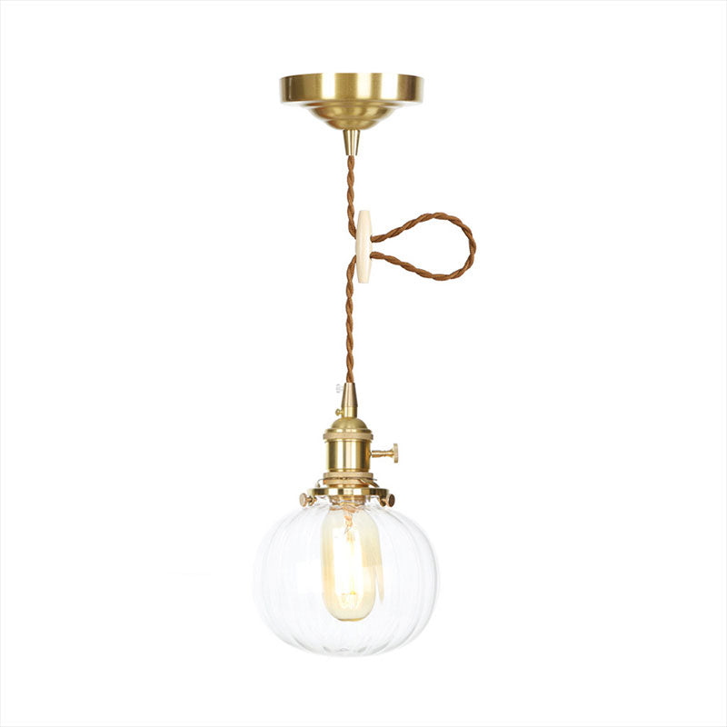 Vintage-Style Globe Pendant Lighting Clear Glass 1 Light Hanging Lighting Fixture for Foyer Clearhalo 'Ceiling Lights' 'Glass shade' 'Glass' 'Industrial Pendants' 'Industrial' 'Middle Century Pendants' 'Pendant Lights' 'Pendants' 'Tiffany' Lighting' 769658