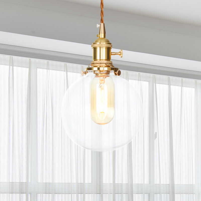 Clear Glass Orb Pendant Lighting with Adjustable Cord Vintage Industrial Single Hanging Light Clearhalo 'Ceiling Lights' 'Glass shade' 'Glass' 'Industrial Pendants' 'Industrial' 'Middle Century Pendants' 'Pendant Lights' 'Pendants' 'Tiffany' Lighting' 769669