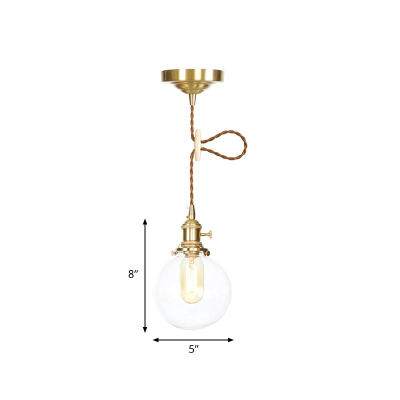 Clear Glass Orb Pendant Lighting with Adjustable Cord Vintage Industrial Single Hanging Light Clearhalo 'Ceiling Lights' 'Glass shade' 'Glass' 'Industrial Pendants' 'Industrial' 'Middle Century Pendants' 'Pendant Lights' 'Pendants' 'Tiffany' Lighting' 769671