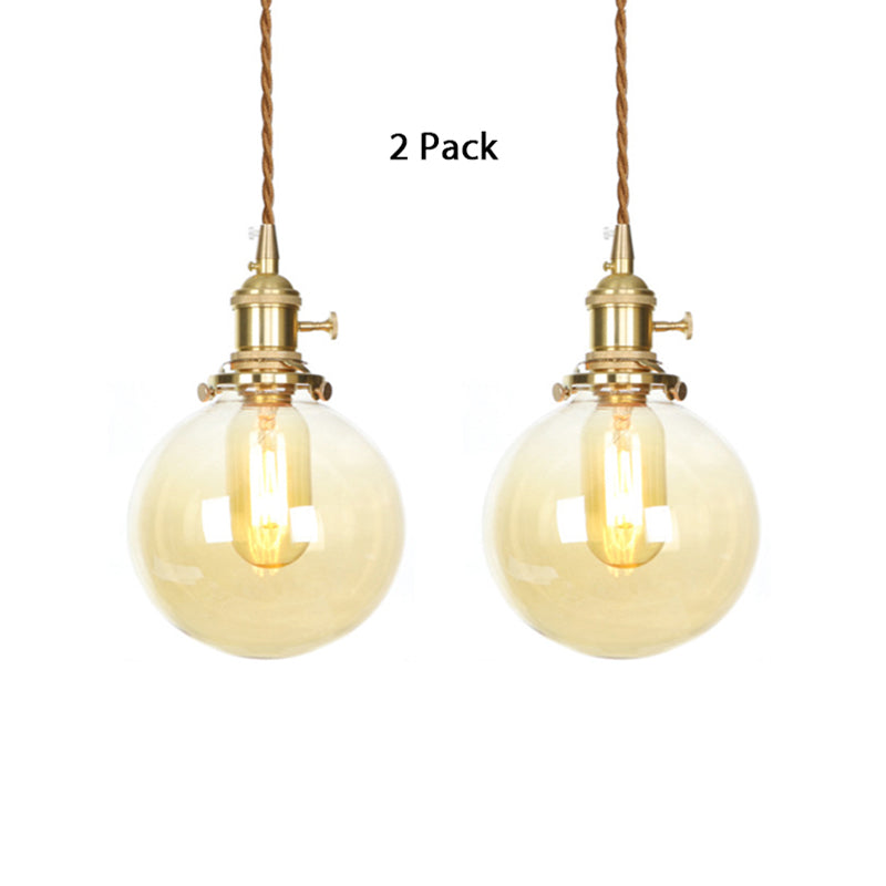 Industrial Indoor Lighting with Globe Glass Shade and Adjustable Cord 1 Light Amber Pendant Light Amber 2 Clearhalo 'Ceiling Lights' 'Close To Ceiling Lights' 'Glass shade' 'Glass' 'Industrial Pendants' 'Industrial' 'Middle Century Pendants' 'Pendant Lights' 'Pendants' 'Tiffany' Lighting' 769678