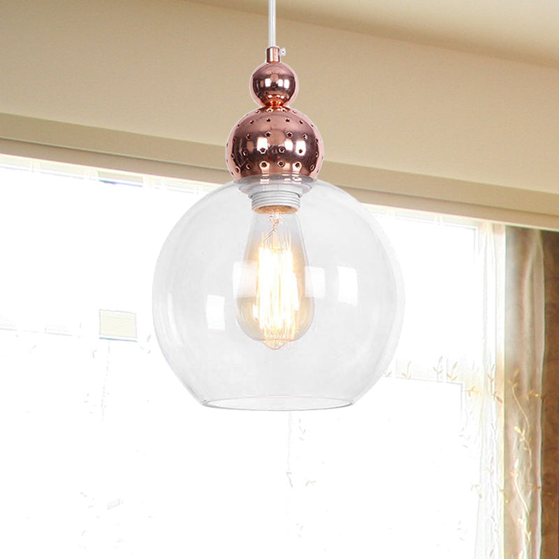 Nordic Style Orb Pendant Lighting 1 Light Clear Glass Ceiling Pendant Light in Rose Gold Clear Clearhalo 'Ceiling Lights' 'Chandeliers' 'Glass shade' 'Glass' 'Industrial Pendants' 'Industrial' 'Middle Century Pendants' 'Pendant Lights' 'Pendants' 'Tiffany' Lighting' 769679