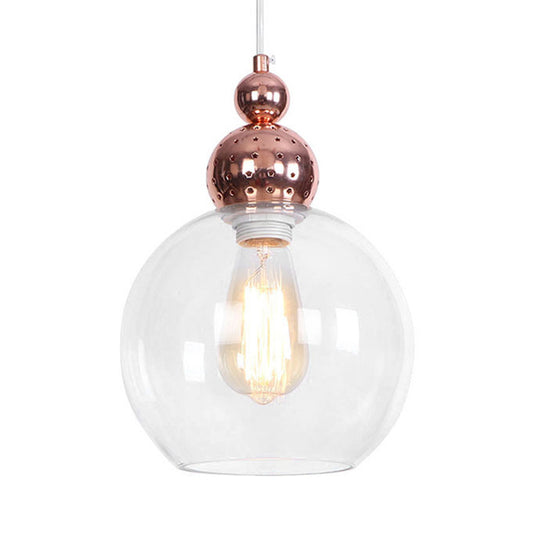 Nordic Style Orb Pendant Lighting 1 Light Clear Glass Ceiling Pendant Light in Rose Gold Clearhalo 'Ceiling Lights' 'Chandeliers' 'Glass shade' 'Glass' 'Industrial Pendants' 'Industrial' 'Middle Century Pendants' 'Pendant Lights' 'Pendants' 'Tiffany' Lighting' 769682