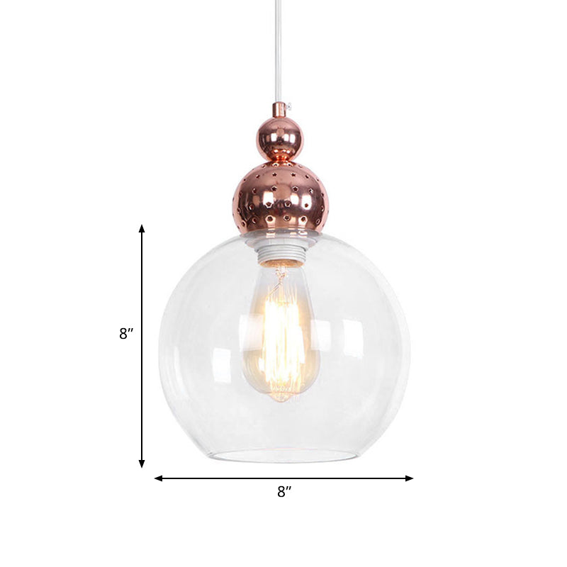 Nordic Style Orb Pendant Lighting 1 Light Clear Glass Ceiling Pendant Light in Rose Gold Clearhalo 'Ceiling Lights' 'Chandeliers' 'Glass shade' 'Glass' 'Industrial Pendants' 'Industrial' 'Middle Century Pendants' 'Pendant Lights' 'Pendants' 'Tiffany' Lighting' 769683