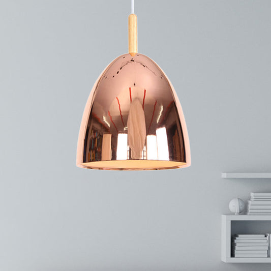 Bell Industrial Hanging Lamp with Electroplate Metal Shade Single Light Pendant Light Rose Gold Clearhalo 'Art Deco Pendants' 'Cast Iron' 'Ceiling Lights' 'Ceramic' 'Crystal' 'Industrial Pendants' 'Industrial' 'Metal' 'Middle Century Pendants' 'Pendant Lights' 'Pendants' 'Tiffany' Lighting' 769721