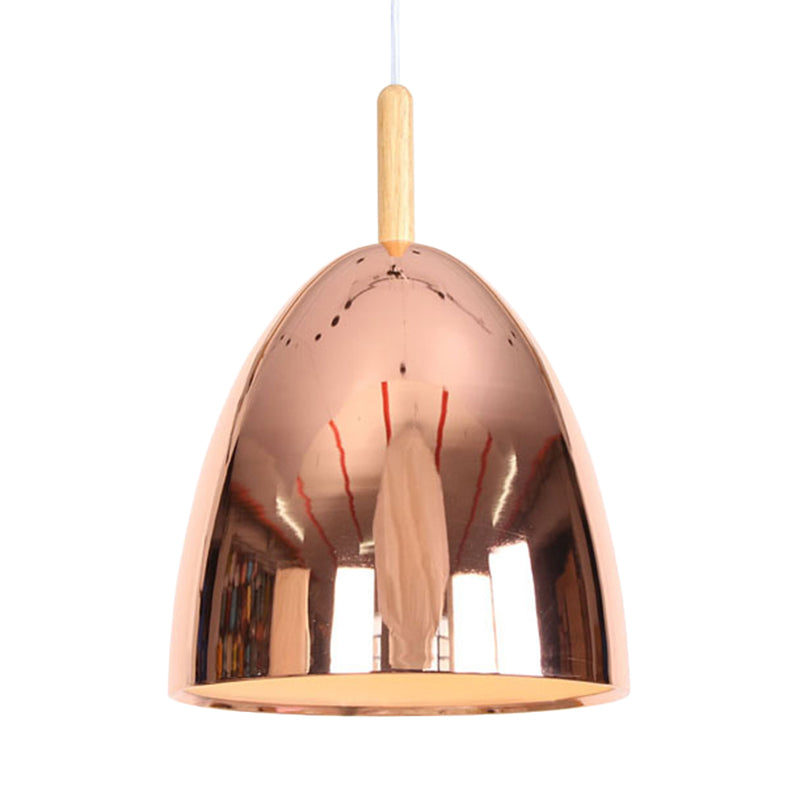 Bell Industrial Hanging Lamp with Electroplate Metal Shade Single Light Pendant Light Clearhalo 'Art Deco Pendants' 'Cast Iron' 'Ceiling Lights' 'Ceramic' 'Crystal' 'Industrial Pendants' 'Industrial' 'Metal' 'Middle Century Pendants' 'Pendant Lights' 'Pendants' 'Tiffany' Lighting' 769724