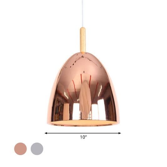 Bell Industrial Hanging Lamp with Electroplate Metal Shade Single Light Pendant Light Clearhalo 'Art Deco Pendants' 'Cast Iron' 'Ceiling Lights' 'Ceramic' 'Crystal' 'Industrial Pendants' 'Industrial' 'Metal' 'Middle Century Pendants' 'Pendant Lights' 'Pendants' 'Tiffany' Lighting' 769725