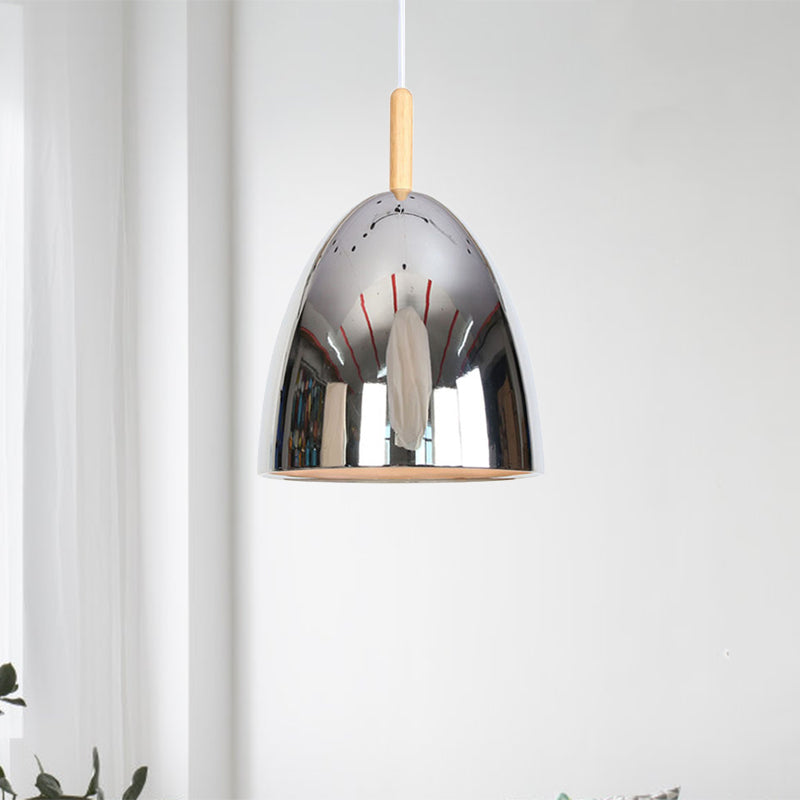 Bell Industrial Hanging Lamp with Electroplate Metal Shade Single Light Pendant Light Clearhalo 'Art Deco Pendants' 'Cast Iron' 'Ceiling Lights' 'Ceramic' 'Crystal' 'Industrial Pendants' 'Industrial' 'Metal' 'Middle Century Pendants' 'Pendant Lights' 'Pendants' 'Tiffany' Lighting' 769728