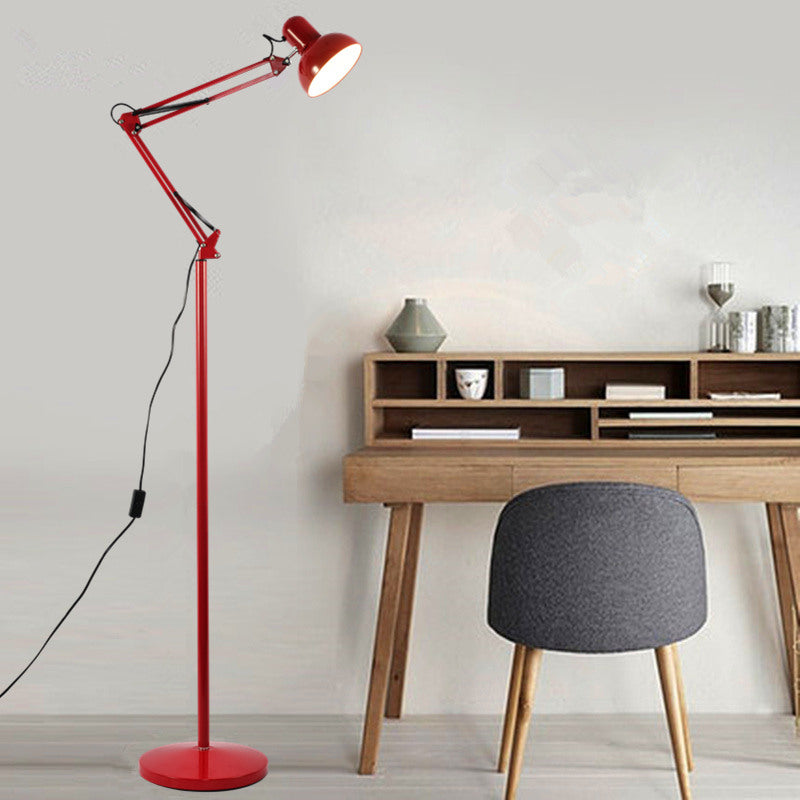 Metallic Dome Shade Task Floor Lamp Modernism Style 1 Head Adjustable Black/White Floor Light for Living Room Red Clearhalo 'Floor Lamps' 'Lamps' Lighting' 769843