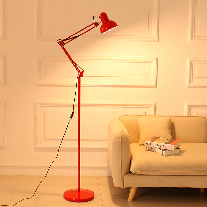 Metallic Dome Shade Task Floor Lamp Modernism Style 1 Head Adjustable Black/White Floor Light for Living Room Clearhalo 'Floor Lamps' 'Lamps' Lighting' 769844