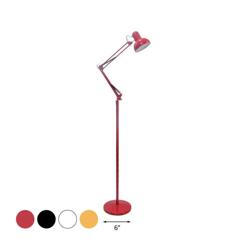 Metallic Dome Shade Task Floor Lamp Modernism Style 1 Head Adjustable Black/White Floor Light for Living Room Clearhalo 'Floor Lamps' 'Lamps' Lighting' 769847