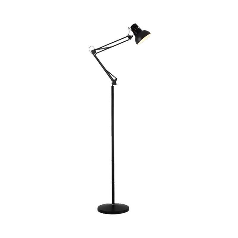 Metallic Dome Shade Task Floor Lamp Modernism Style 1 Head Adjustable Black/White Floor Light for Living Room Clearhalo 'Floor Lamps' 'Lamps' Lighting' 769851