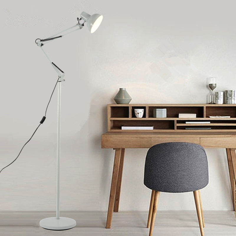 Metallic Dome Shade Task Floor Lamp Modernism Style 1 Head Adjustable Black/White Floor Light for Living Room Clearhalo 'Floor Lamps' 'Lamps' Lighting' 769853