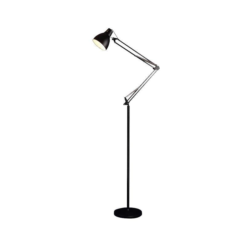1 Head Living Room Floor Lamp with Dome Metallic Shade Black/Silver Finish Standing Floor Lamp Clearhalo 'Floor Lamps' 'Lamps' Lighting' 769861