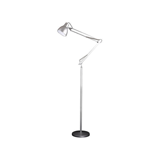 1 Head Living Room Floor Lamp with Dome Metallic Shade Black/Silver Finish Standing Floor Lamp Silver Clearhalo 'Floor Lamps' 'Lamps' Lighting' 769863